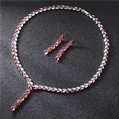 Wedding Earrings Set – Bridal Jewelry Set With Zircon Earrings And Necklace