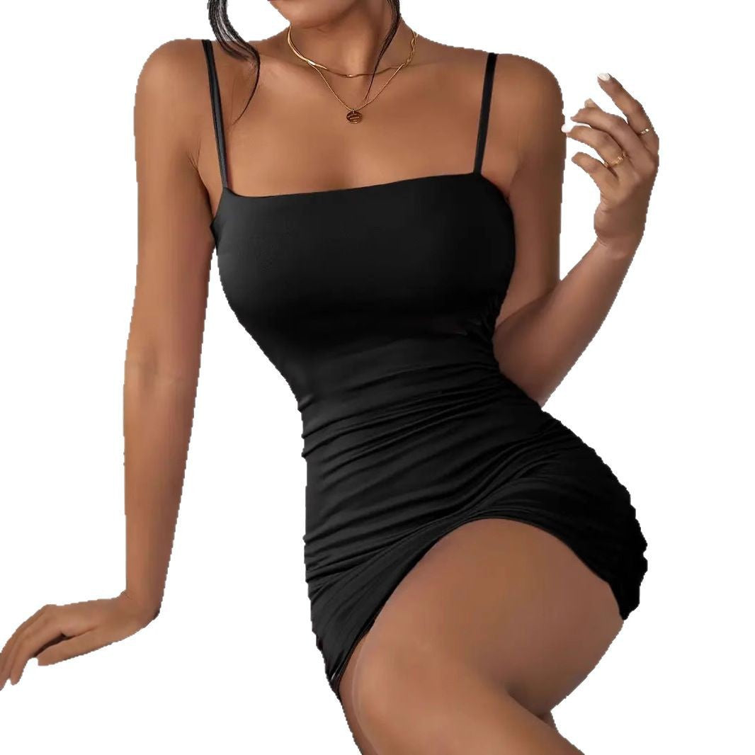 Strapless Dress Sexy Solid Color Short Skirt Milk Silk Fabric Party Wear