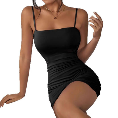 Strapless Dress Sexy Solid Color Short Skirt Milk Silk Fabric Party Wear