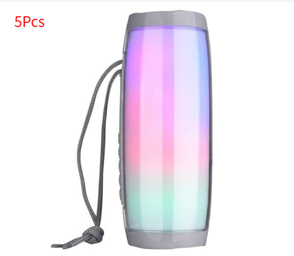 Portable wireless speaker with gradient LED light and wrist strap in gray