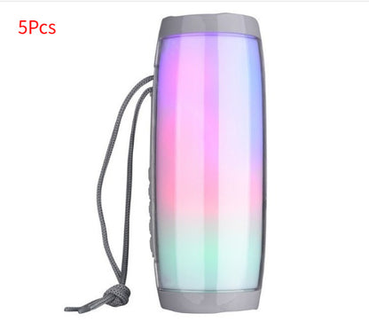 Portable wireless speaker with gradient LED light and wrist strap in gray