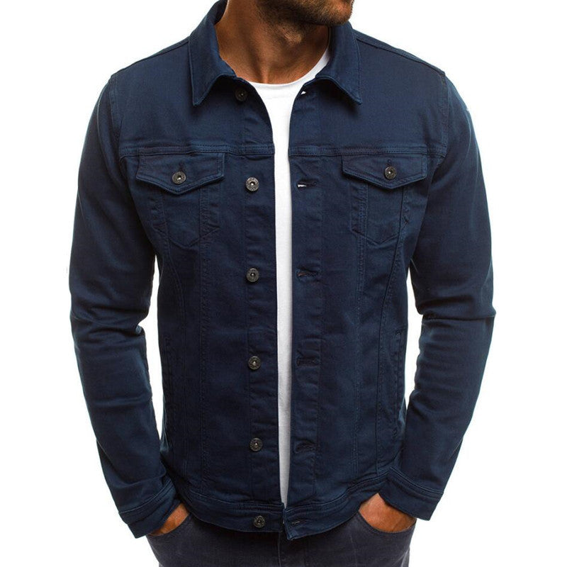 Men Denim Jacket - Casual Cotton Button-Up Shirt Lightweight Outerwear