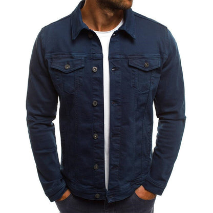 Men Denim Jacket - Casual Cotton Button-Up Shirt Lightweight Outerwear