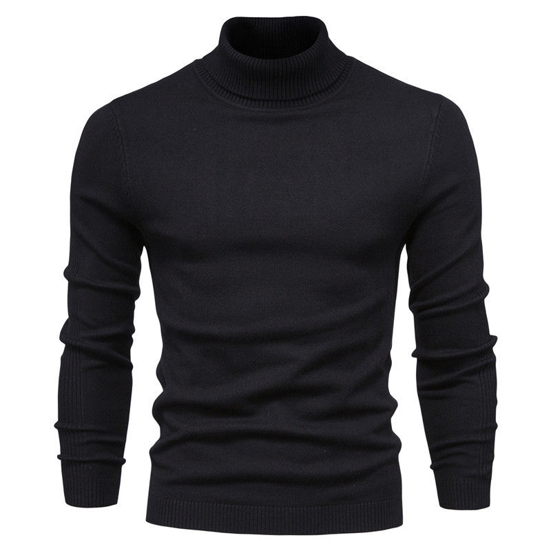 Slim Pullover Sweater For Men | Solid Color Turtleneck | Winter Casual Tops