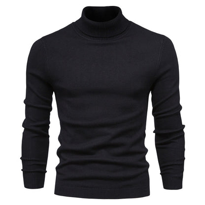 Slim Pullover Sweater For Men | Solid Color Turtleneck | Winter Casual Tops