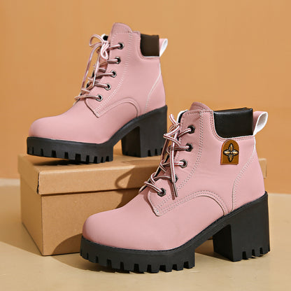 Plus Size Martin Boots | Chunky Heel Waterproof Platform Shoes | Wide Fit