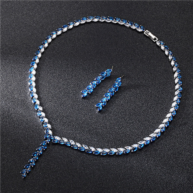 Wedding Earrings Set – Bridal Jewelry Set With Zircon Earrings And Necklace