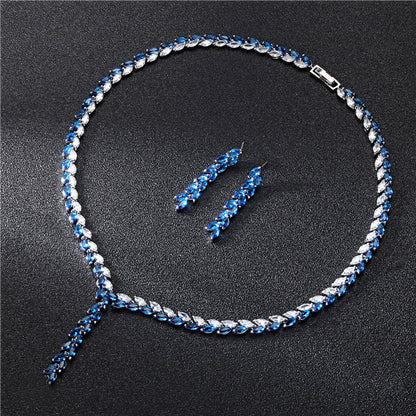 Wedding Earrings Set – Bridal Jewelry Set With Zircon Earrings And Necklace