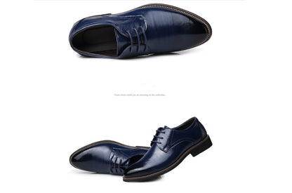 Men's Leather Shoes - Dress Business Casual Shoes With Durable Rubber Sole