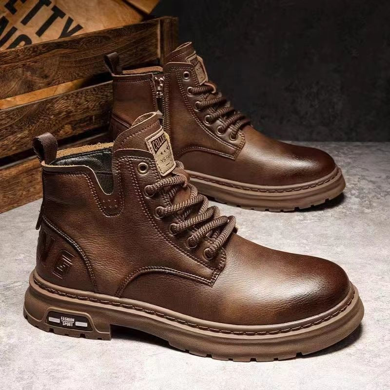 Work Ankle Boots | Retro British Style Martin Boots For Men | Durable PU Footwear