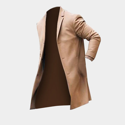 Men's Trench Coat | Slim Fit Long Winter Jacket | Classic Khaki & Black Overcoat