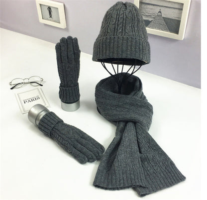 Warm Hat Scarf Set – Unisex Winter Accessory Set With Soft Cotton Gloves