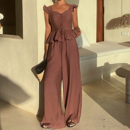 Women's Casual Set - Summer Outfit Two Piece Set With Lightweight Polyester