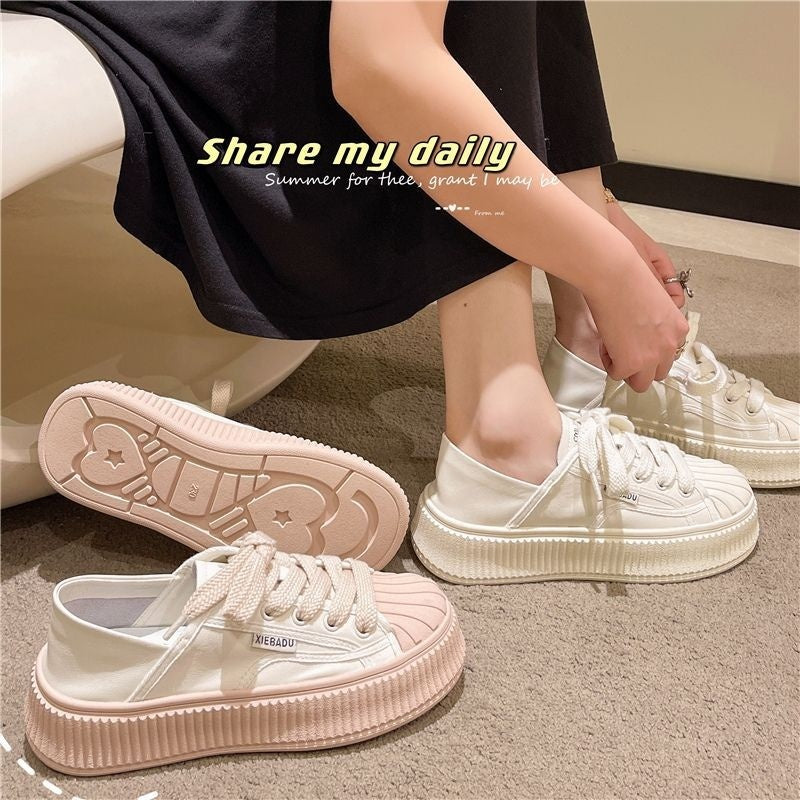 Chic Shell Shoes – Versatile Low Top Cross Strap Footwear With Rubber Sole