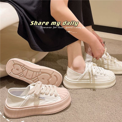 Chic Shell Shoes – Versatile Low Top Cross Strap Footwear With Rubber Sole