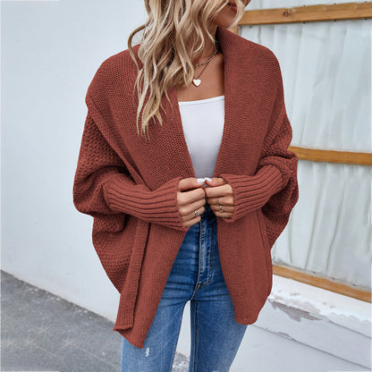 Loose Knitted Sweater | Bat Sleeve Cardigan | Large Lapel Autumn Winter Jacket
