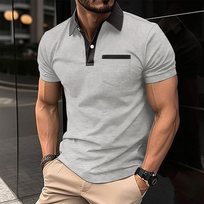 Slim Fit Polo Shirt - Men's Cotton Blend Short Sleeve Tee With Pocket Design