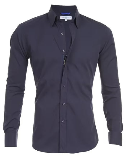 Long Sleeve Zipper Shirt | Slim Fit Cotton Men's Lapel Tops With Button Design