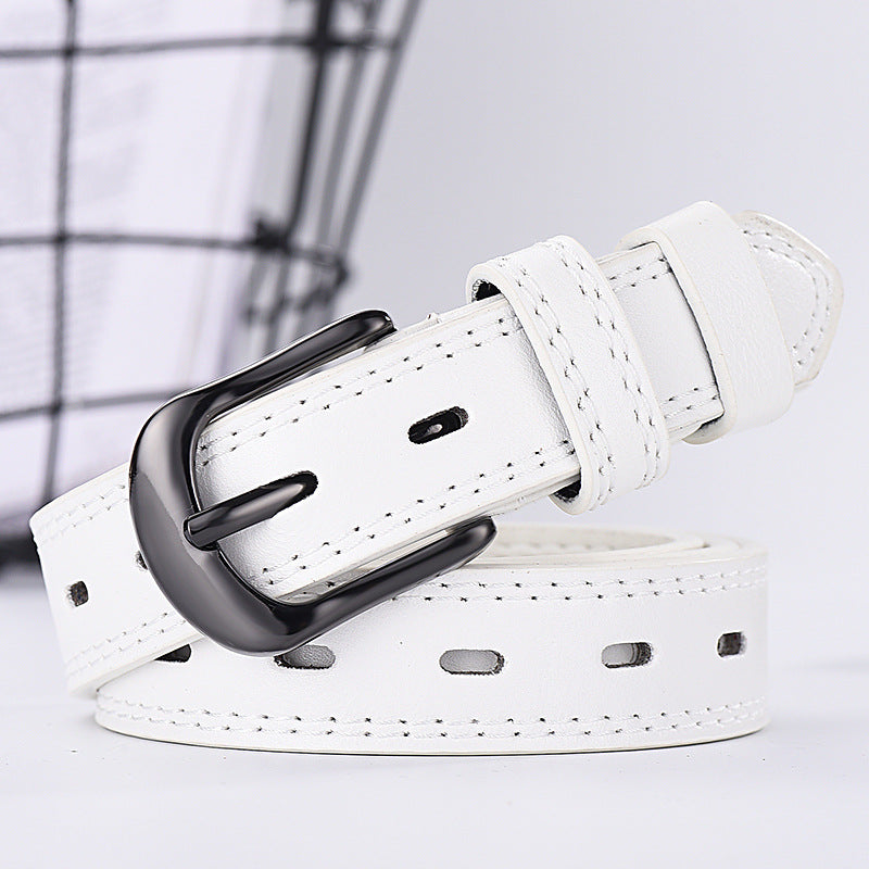Thin Belts Men Women | Hollow Out Square Buckle | Korean Denim All-Match Style