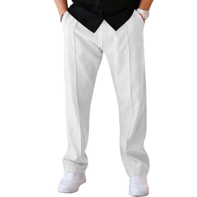Men's Casual Trousers - Sports Loose Fit Drawstring Waist Pants With Bright Line Design