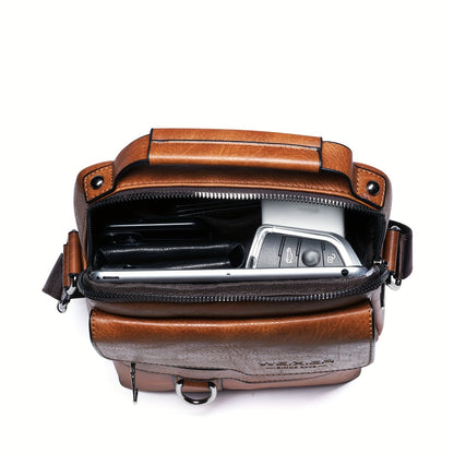 Men's Shoulder Bag – Stylish PU Leather Crossbody Messenger With Adjustable Strap