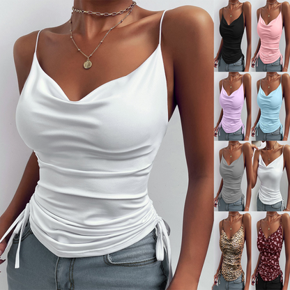 Spaghetti Strap Tops - V Neck Camisole Slim Fit Cotton Blend Shirts