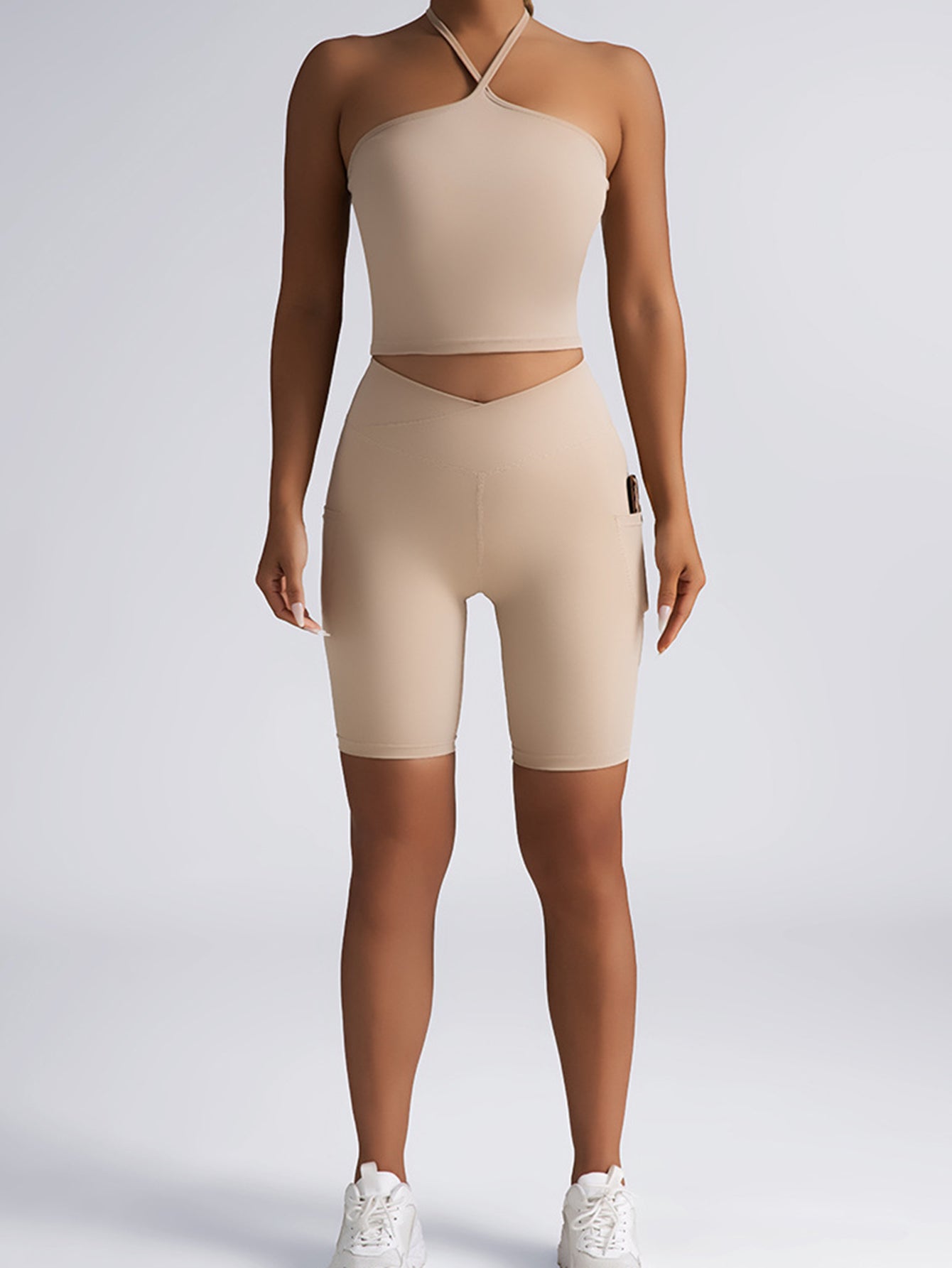 Womens Lounge Sets - Ribbed Two Piece Sets With High Waist Shorts & Pockets