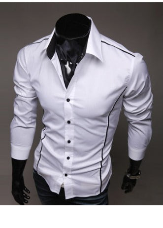 Cotton Slim Men Shirt | Long Sleeve Casual Shirt | High Quality Black White Gray