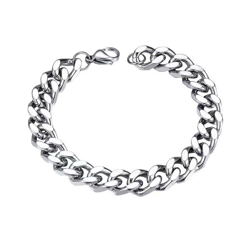 Cuban Chain Bracelet Men’s Titanium Steel | Durable Electroplated Link 21cm