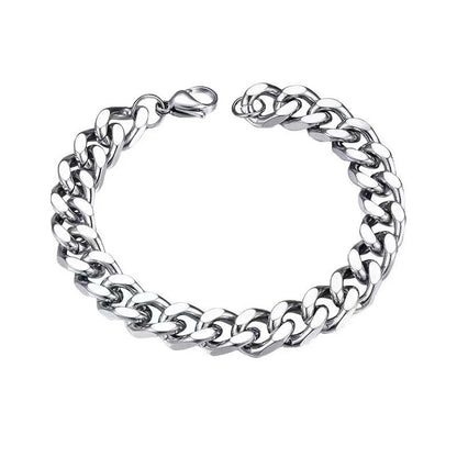 Cuban Chain Bracelet Men’s Titanium Steel | Durable Electroplated Link 21cm