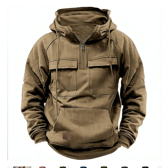 Men's Zip-Up Hoodie - Casual Sports Sweatshirt With Drawstring & Pocket Design