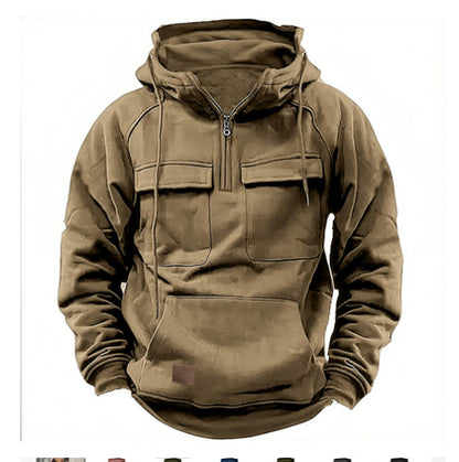 Men's Zip-Up Hoodie - Casual Sports Sweatshirt With Drawstring & Pocket Design