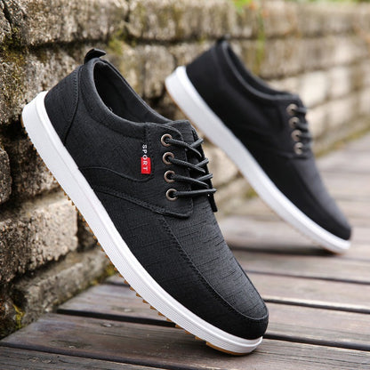 Men's Canvas Shoes | Breathable Lace-Up Flat Walking Sneakers