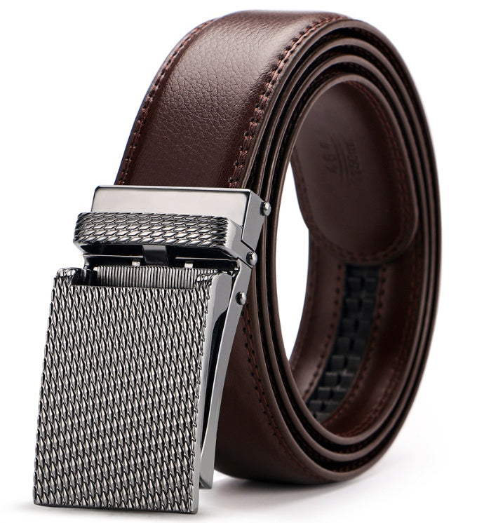 Adjustable Holeless Belt | Casual Men's Leather Belt With Alloy Buckle