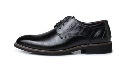 Men's Leather Shoes - Dress Business Casual Shoes With Durable Rubber Sole