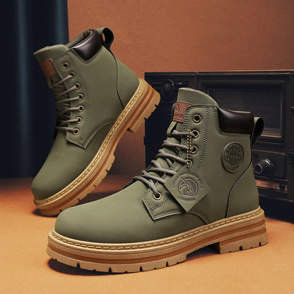 Mens Biker Boots High Top Casual Work Boots With Durable Rubber Sole