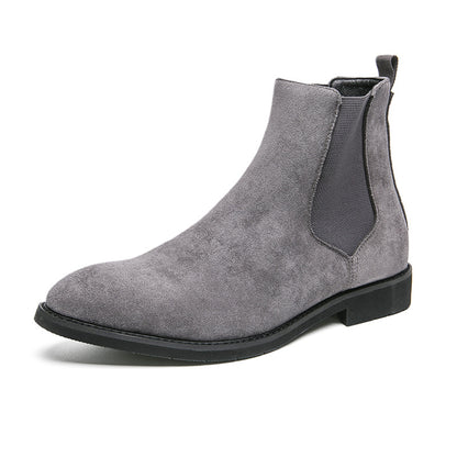 Men's Leather Boots | Plus Size High Top British Chelsea Boots With Rubber Sole