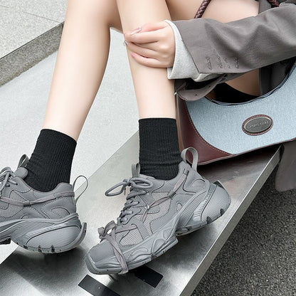 Leather Platform Shoes – Women's Lace-Up Genuine Leather Footwear With Fashion Heels