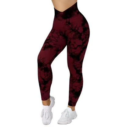 Tie Dye Leggings - Seamless Yoga Pants With Push Up Fit For Women