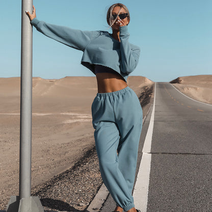 Women's Sports Sweater Set – Casual 2-Piece Loose Fit Tracksuit With Long Sleeve Top & Pants