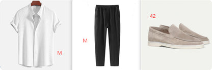 Loose Short Sleeve Shirt - Summer Mens Casual Loose Top Polyester Fiber