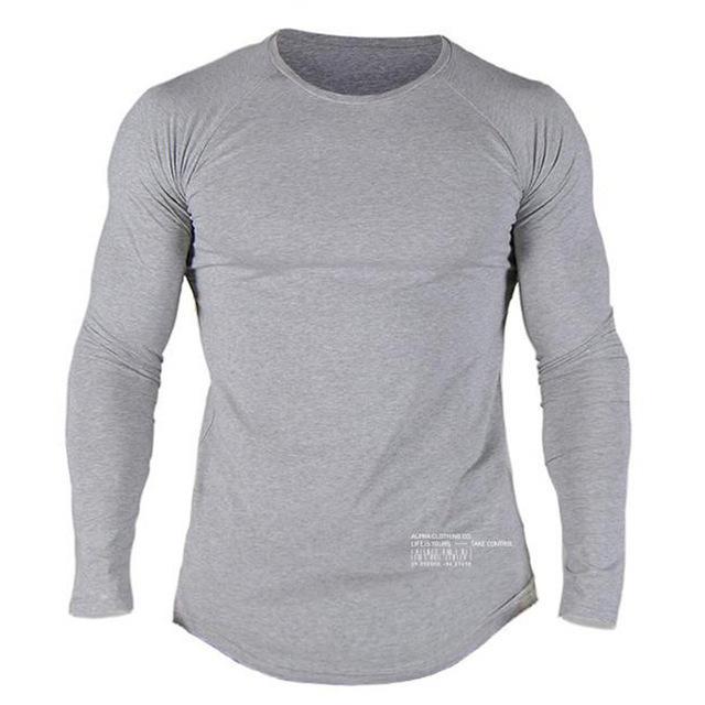 Men Long Sleeve Shirt – Cotton Workout Tee | Athletic Fitness Activewear
