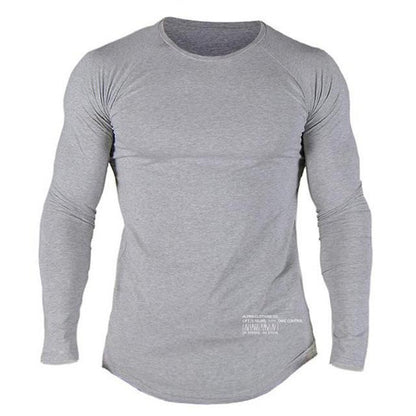 Men Long Sleeve Shirt – Cotton Workout Tee | Athletic Fitness Activewear
