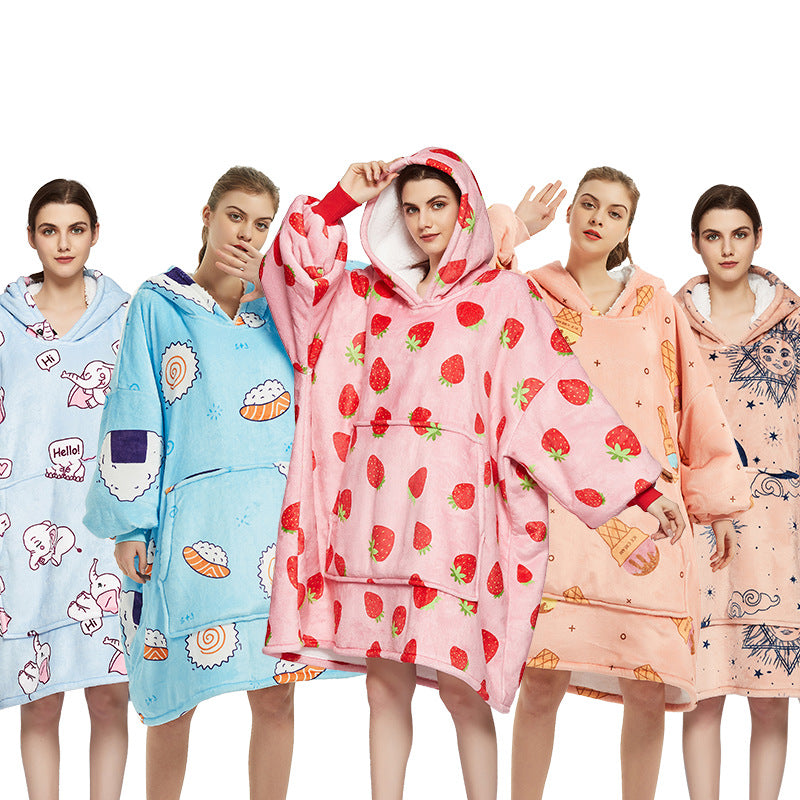 Wearable Blanket Hoodie – Cozy Fleece Sleepwear With Warm Oversized Fit