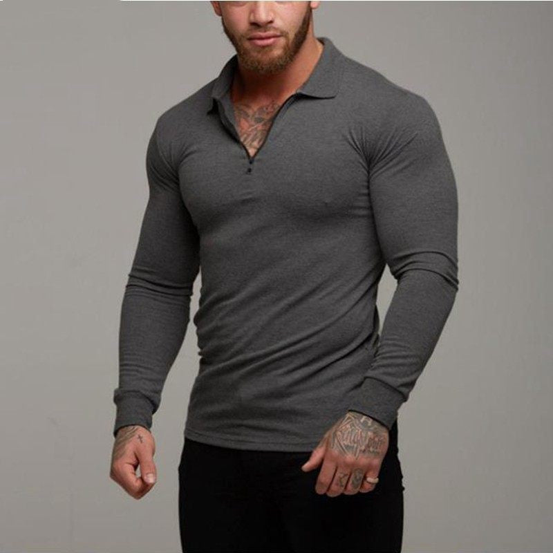 Men Long Sleeve Shirt Slim Fit Polo | Lycra Fabric Tee | Comfortable Stylish Top
