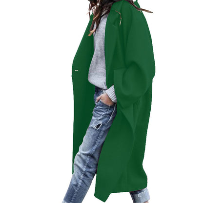 Long Woolen Jacket – Stylish Casual Lapel Coat With Warm Winter Clothing