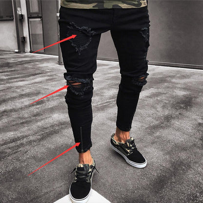 Men's Pencil Pants | Slim Casual Jeans | Low Waist Thin Elastic Trousers