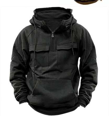 Men's Zip-Up Hoodie - Casual Sports Sweatshirt With Drawstring & Pocket Design