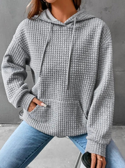 Women's Waffle Hoodie - Cozy Casual Sweatshirts | Lightweight Polyester Fiber Top