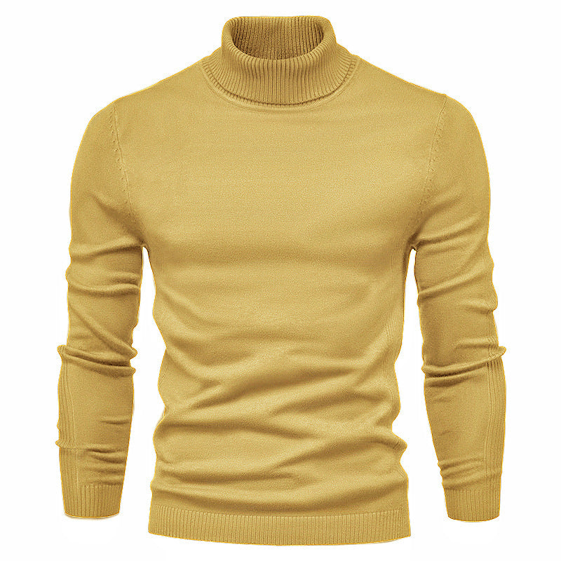Slim Pullover Sweater For Men | Solid Color Turtleneck | Winter Casual Tops